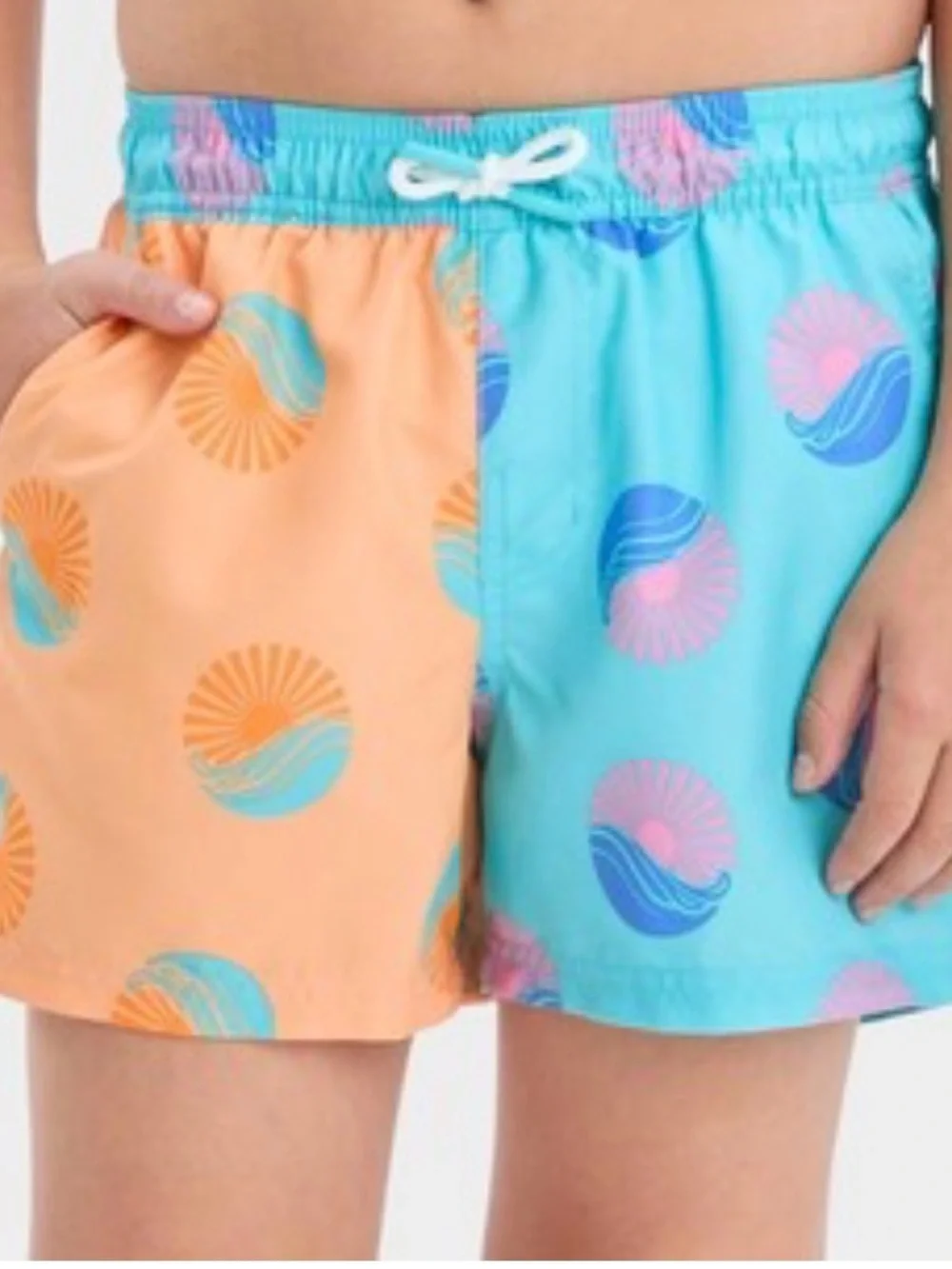 Art Class Boys Mid-Thigh Swim Trunks Blue Orange M 8 Husky NWT